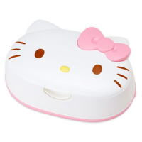 小禮堂 Hello Kitty 日製造型濕紙巾盒《白.蝴蝶結.大臉型》內附80抽玻尿酸濕紙巾