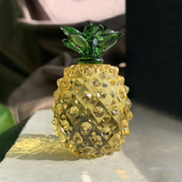 迷你黃水晶玻璃菠蘿客廳酒柜招財擺件如意鳳梨家居創意裝飾品禮品