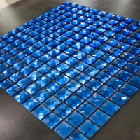 11PCS Blue Crystal Shining13 Beveled Mirror Glass Mosaic Tiles, DIY Showroom Wall Sticker KTV Display Cabinet Decorate, 9 color