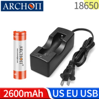 ARCHON original 18650 lithium battery 2600mAh 3.7v EU US USB plug charger Rechargeable flashlight battery Original genuine 18650