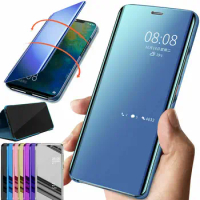 Smart Mirror Flip Phone Case For Huawei Y5 Y6 Y7 Y9 Prime 2019 2018 Y6P Y7P 2020 Honor 10 10X 20 Lite 20S 30 30S 7A Cover Coque