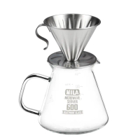 【MILA】不鏽鋼咖啡濾杯壺組600ml-2-4cup(送濾紙100P)