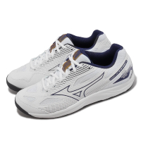 【MIZUNO 美津濃】排球鞋 Cyclone Speed 4 男鞋 白 海軍藍 緩震 羽桌球鞋 美津濃(V1GA2380-43)