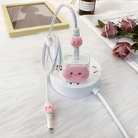 Pink Pig Charger Case for Apple 18W 20W Charger Protector Cable Winder for Iphone 11 Data Cable Protectiv Rope Spiral Cable