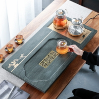 綠木紋石茶盤茶具套裝全自動一體式家用電磁爐帶燒水壺大茶臺茶海