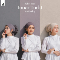 PAKET HEMAT 3 pcs CIPUT TURKI LUBANG TELINGA jersey super daleman Jilbab ciput  sanggul Ciput Cepol 