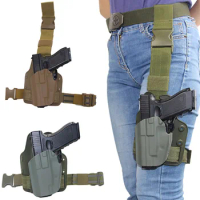 Tactical Drop Leg Left Hand Gun Holster for Glock 17/20/21/22/31 H&amp;K 45/VP40 SIG P225 9mm,40,45 Thigh Pistol Case Hunting Gear