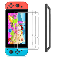 3pcs Transparent HD Clear 9H Tempered Glass Screen Protector for Nintendo Switch Console Glass Sheets with Alignment Frame
