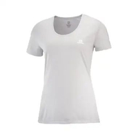 SALOMON - Agile Women's Tee-Shirt, White / Heather / Oyster Mushroom - Kaos Lari Wanita S