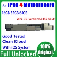 Free Shipping Mainboard For Ipad 4 16g/32g/64g Motherboard A1458 WiFi&amp;A1459 A1460 3G Version Logic Board Original Clean iCloud