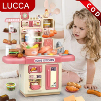 Mainan Besar Play House Kitchen Cook Set Lampligh Efek Suara Semprot Dapur Memasak Makanan Simulasi 