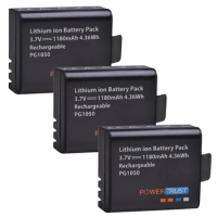 PowerTrust 3x PG1050 Battery 1180mAh Rechargeable battery For SJCAM SJ4000 sj4000 SJ5000X For EKEN H9 H9R H8R H8 Action Camera