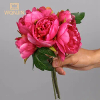 6Pcs/Lot Silk Artificial Peony Bouquet Flowers Decoration Pink Red White Artificial Fake Peonies Flowers Home Decoration