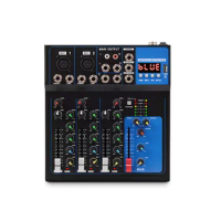 EPXCM F4MB Digital Interface Recording Mini Audio Bluetooth Mixer 4 Channel USB MP3 48V Phantom Mixer Console Studio Recording