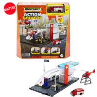 Original Mattel Matchbox 1:64 Car Playset Action Drivers Helicopter Rescue with Scale Ambulance Toys for Boys Collection Gift