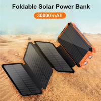 Folding Solar Panel Power Bank Built Cables Fast Wireless Charging Outdoor Waterproof Solar Charging Powerbank for iPhone Xiaomi