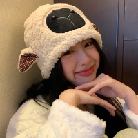 Cute Sheep Cap for Women Winter Thick Plush Warm Sheep Fleece Hat for Pregnancy