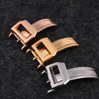 High Quality Stainless Steel Folding Clasp 18mm Gold And Rose Gold Watch buckle For IWC Watch Band Strap