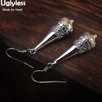 Uglyless Cone Geometric Earrings for Women Vintage Ethnic Thai Silver Dangle Earrings 925 Sterling Silver Exotic Brincos E1465