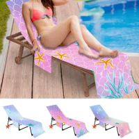 Beach Lounge Chair Cover Water-Absorbing Microfiber Lounge Chair Cover Portable Chair Covers With Side Pocket Soft Chair Cover