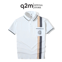 Áo polo nam Q2M trắng phối màu trẻ trung 2023 mã q2m.032 Trắng