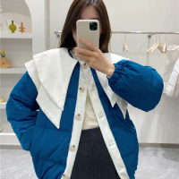 2022 Winter Women Thick 90% White Duck Down Jacket Coat Loose Baby Shawl Collar Casual Warm Simple Outerwear Fashion Streetwear