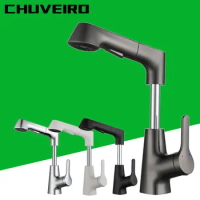 Bathroom Basin Faucet Pull Out Brass Grey Chrome Black White Lifting Flexible Hot and Cold Water Mixer Tap Spray Shower Faucet