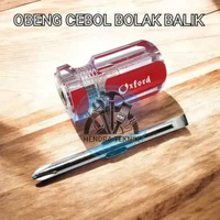 Obeng mini 2 way obeng pendek CRV Obeng bolak balik cebol gagang bening +/-