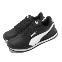 【PUMA】休閒鞋 ST Runner V3 L 男鞋 黑 白 皮革 復古 運動鞋(38485506)