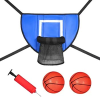 Mini Basketball Hoop for Trampoline with Enclosure Backyard Goal Game with Ball Pump Lightweight Baseboard for Kids Children