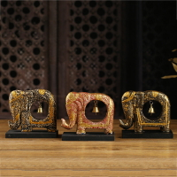 桌面擺件家居飾品泰國工藝品電視柜裝飾東南亞風格實木大象擺件