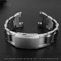 For Casio Stainless Steel Strap 26x14mm Concave Interface GST-W110/S130/B100/100g/W400 Series Frosted Comfortable Watchbands