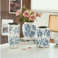 New Chinese Flower Vase Blue And White Porcelain Flower Bottle Living Room TV Cabinet Plant Vase Porch Decoration Ceramic Vase