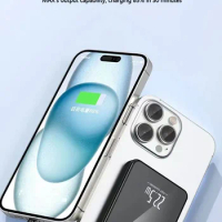 50000mah Magnetic Power Bank 22.5W Qi Wireless Charger Powerbank For Iphone 15 14 13 Samsung Huawei Xiaomi Super Fast Charging
