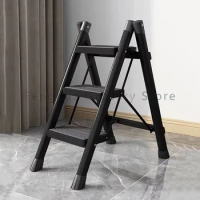 2/3 Steps Ladder Multipurpose Foldable Compact Stairs Platforms Metal Quick Step Stools Mini Black Small Escalera Home Furniture