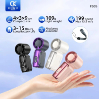 พัดลมขนาดเล็ก OUKU, หน้าจอแสดงผลดิจิตอล, ปรับความเร็วได้ 199 ระดับ, แบตเตอรี่ 3600mAh, ขนาดเล็ก, พกพ