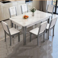 Luxury Nordic Style Dining Table Rectangle Marble Kitchen Modern Dining Table Space Savers Mesas De Comedor Home Furniture
