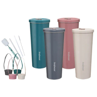 【CorelleBrands 康寧餐具】陶瓷不鏽鋼真空保溫吸管杯800ml(贈杯套X1+吸管X1)