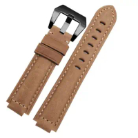 HAODEE Genuine Leather Watchband For Casio GST-B200 GST-B200D Series Watch Strap With Steel Buckle 24*16mm Watch Band