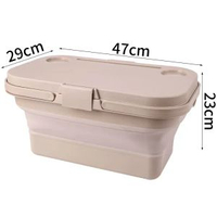 日式DOD同款戶外野餐籃露營便捷手提帶蓋多功能可摺疊野炊收納箱