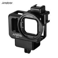 Andoer G9-4 Action Camera Video Cage Plastic Vlog Case Protective Housing with Dual Cold Shoe Mount Replacement for GoPro Hero 9