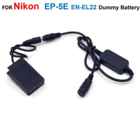EP-5E DC Coupler EN-EL22 Fake Battery + 12V-24V Step-Down Power Cable For Nikon 1 J4 1J4 1 S2 1S2 Camera