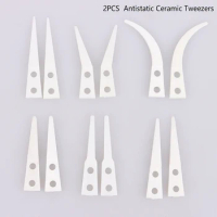 2pcs Insulated Straight Curved Tip Anti-static Ceramic Tweezers Electronic Industrial Ceramic Tweezers For Industry