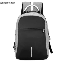 Soperwillton Men Backpack USB Port 15.6 inch Laptop Backpacks For Teenager Mochila Masculina Travel backpack Work Backpack #1206