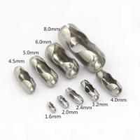 REGELIN 2.4/3.2/4/4.5mm Stainless Steel Ball Chain Connector Clasps End Beads Crimp Silver Tone DIY Jewelry Findings Accessories