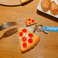 NEW 3D cute cartoon Pizza Earphone Case for AirPods pro 2 1 Silicone Charging Box Protective Cover with Hooks Strap KeyChain