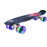 Mini Cruiser Skateboard 22Inch Fish Board Children Scooter Longboard Penny Board Skate Board for Beginners Teens(Purple)