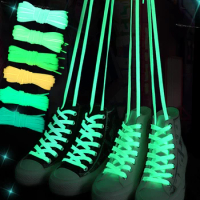 1 Pair 120cm Flat Reflective Runner Shoe Laces Safety Luminous Glowing Shoelaces Unisex for Sport Basketball Canvas Shoes