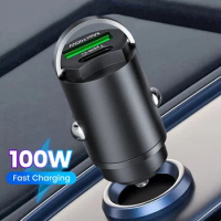 100W USB Car Charger Mini Invisible Car Charger Suitable For Apple/Xiaomi/Samsung/Huawei Mobile Phones