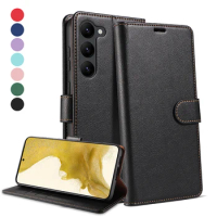 Leather Flip Case For Samsung Galaxy S23 S22 S21 Note20 Ultra S20 FE Note 10 9 S10 S9 S8 Plus Card Slot Wallet Case Cover Stand